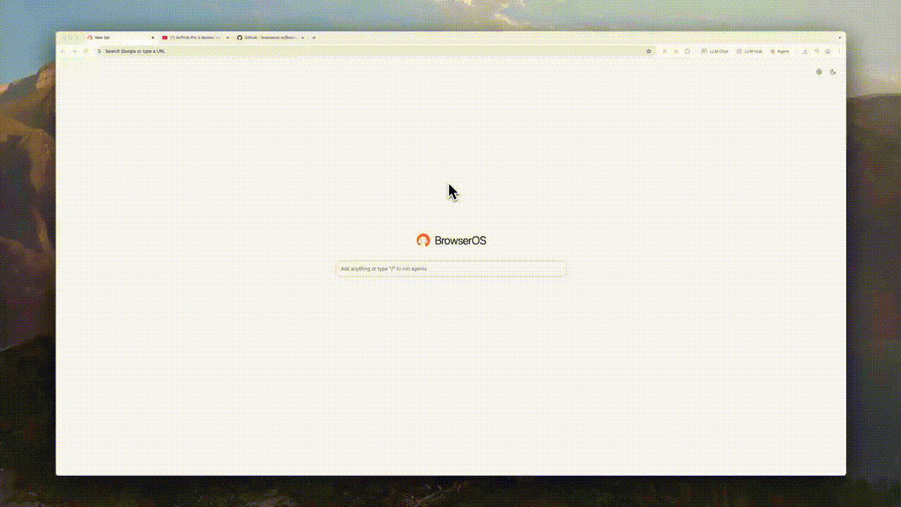 BrowserOS agent in action